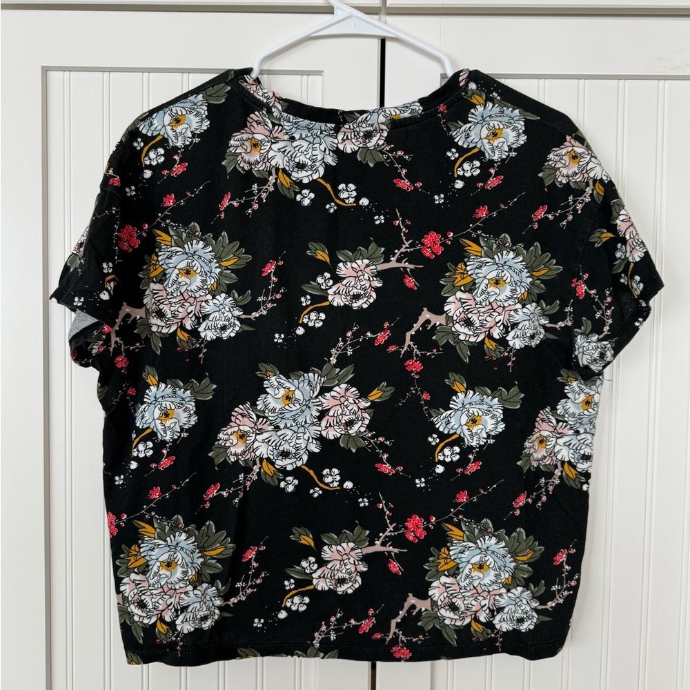 Zara Trafaluc Black Floral Women's Blouse - Size Medium